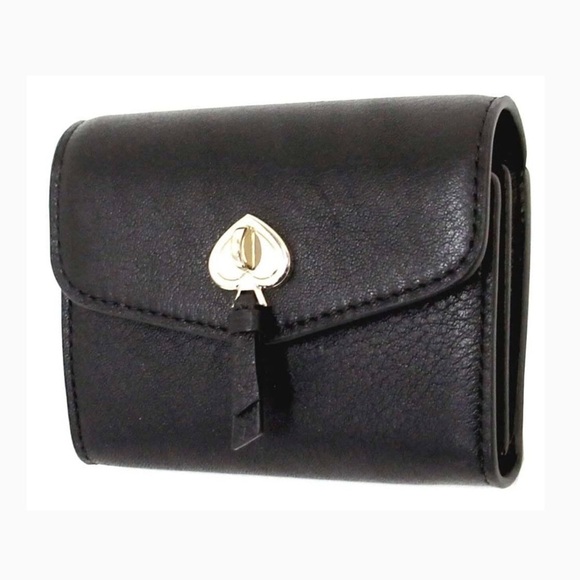 Kate Spade New York Marti Small Flap Pebbled Leather Wallet Black - Picture 1 of 3